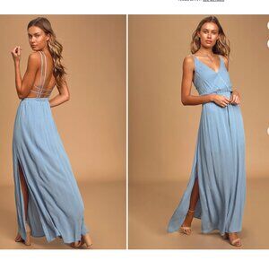 Lulus Lost In Paradise Slate Blue Maxi Dress - Size S